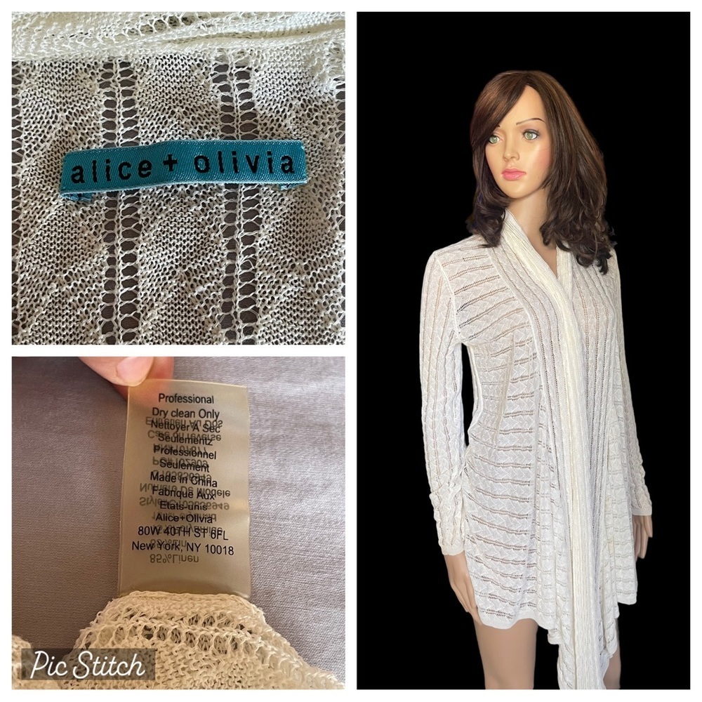 Alice & Olivia -ivory Eyelet Knit
Draped‎ Neckline Sweater Sz (?)